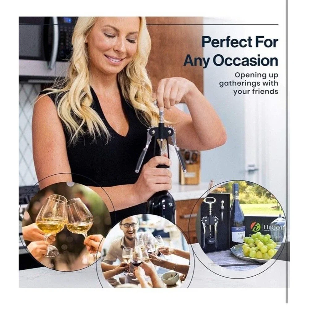 HiCoup Corkscrew Wine Opener - Ergonomic, Double Winged Beer and Wine Bottle ...